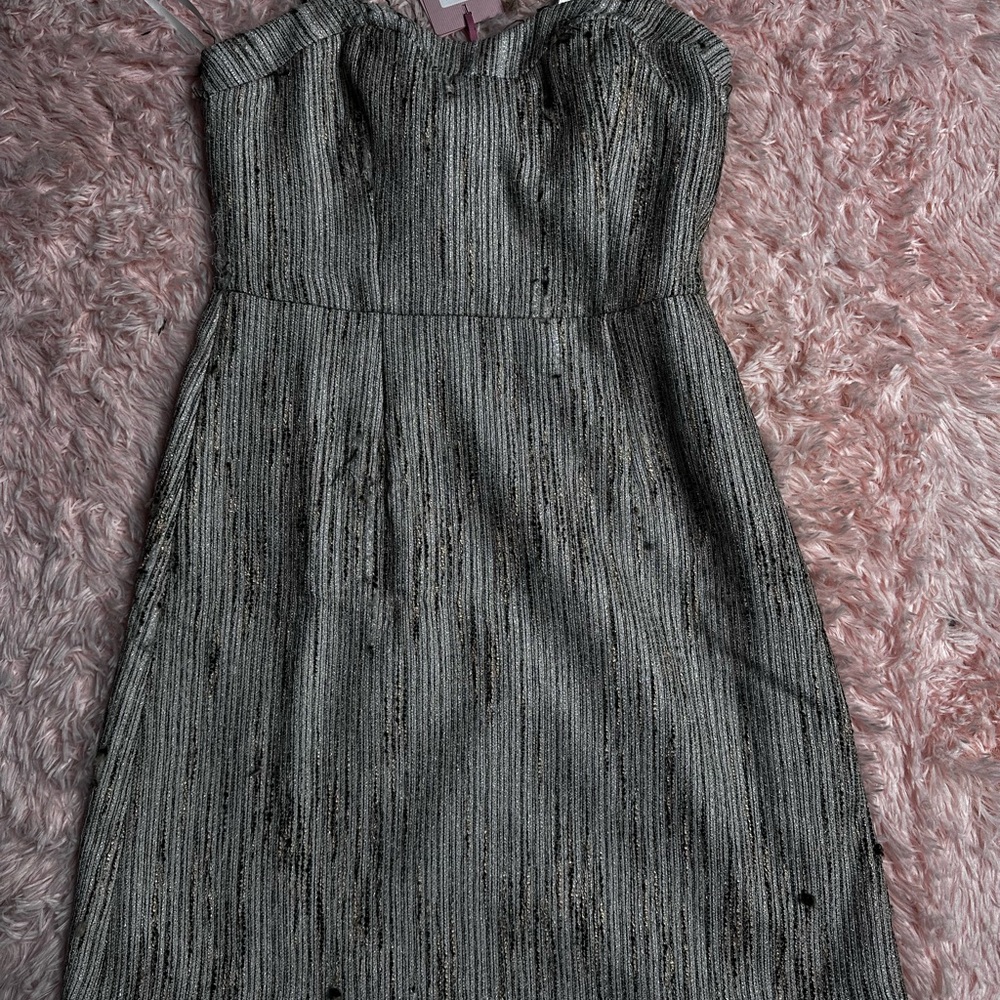 Elegant Black, Gray & Gold Strapless Dress